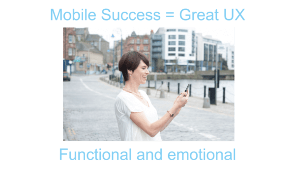 happy person using mobile phone