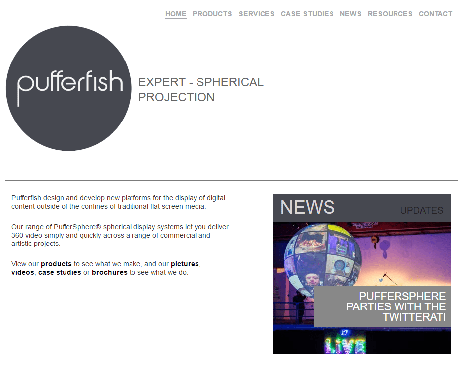 Pufferfish website homepage